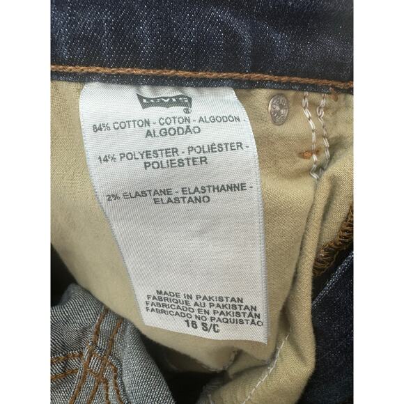 Levi's 512 Dark Wash Blue Denim Slim Tapered Fit Jeans Womens Size 16 High Rise - Picture 9 of 10